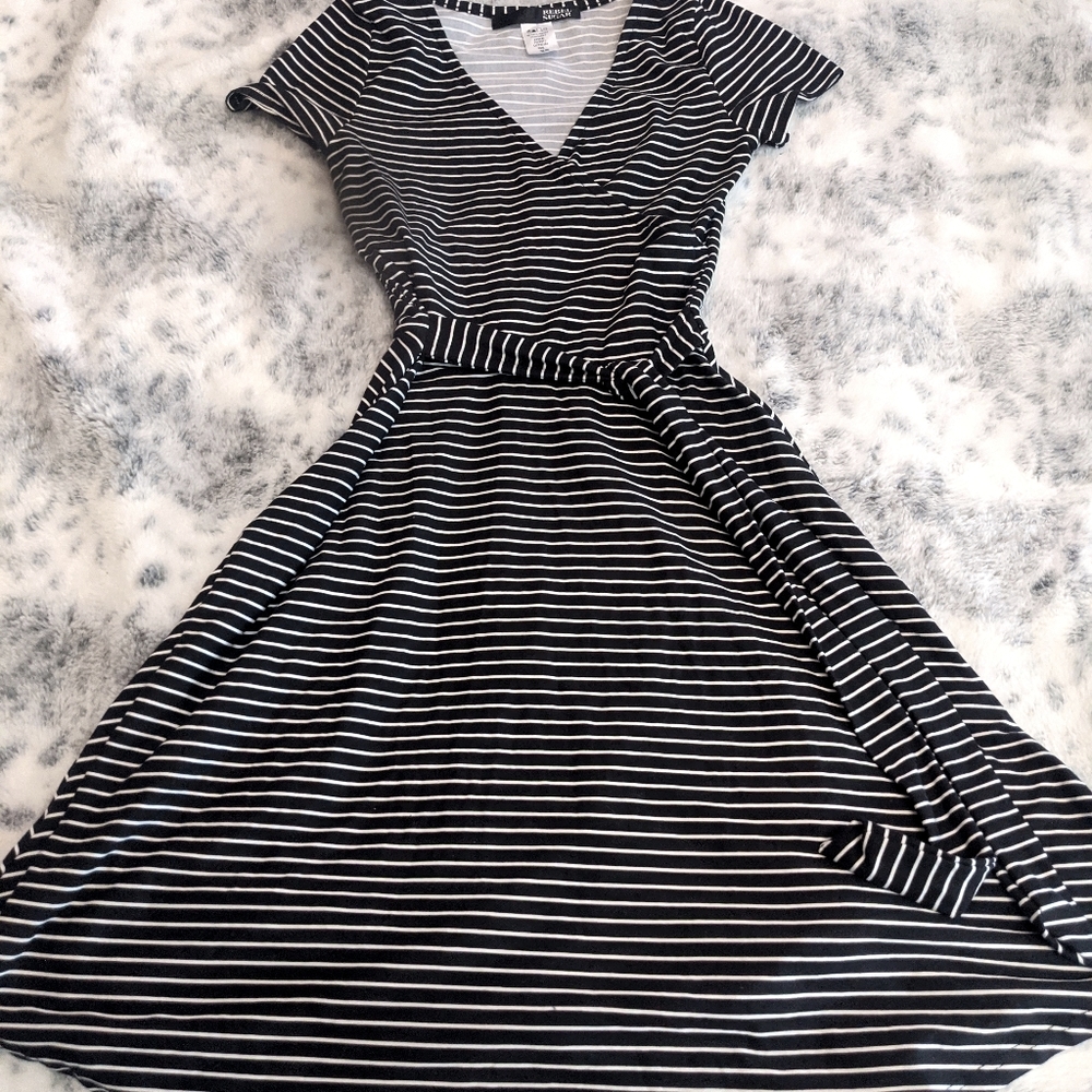 Navy faux wrap dress